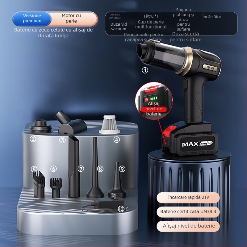 Aspirator auto fără fir – portabil, cu aspirație puternică (20V, 120W, 20000 Pa, reîncărcabil, cablu de 5 m)