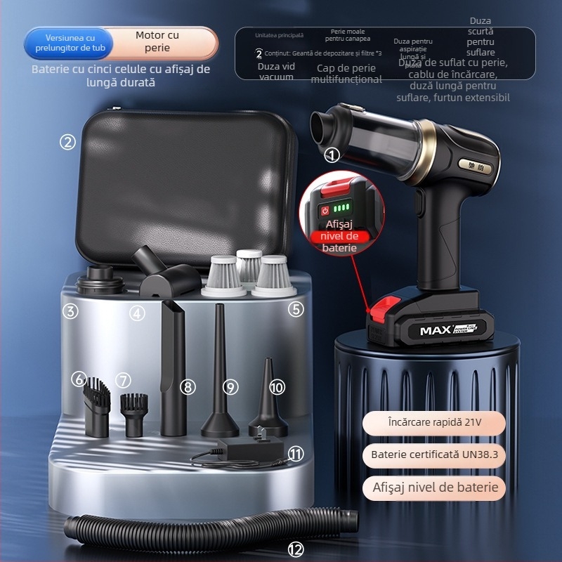 Aspirator auto fără fir – portabil, cu aspirație puternică (20V, 120W, 20000 Pa, reîncărcabil, cablu de 5 m)