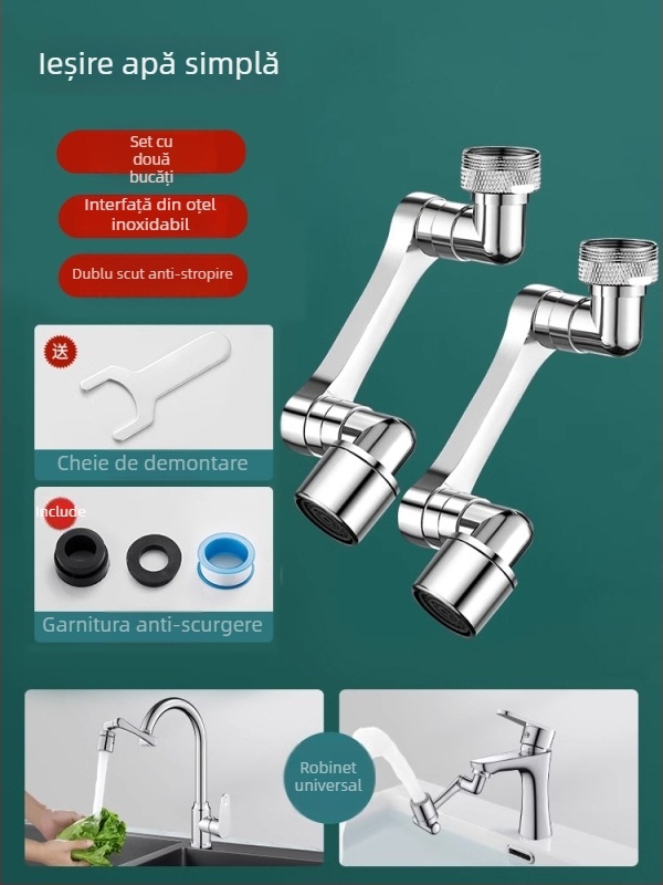 Extensor universal pentru robinet, rotativ și anti-strop pentru chiuvetă – multifuncțional