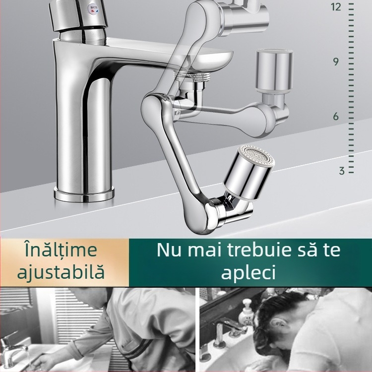 Extensor universal pentru robinet, rotativ și anti-strop pentru chiuvetă – multifuncțional