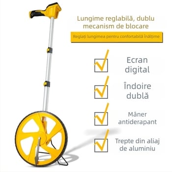 Ruletă de distanță mecanică cu afișaj digital, acționare manuală, pentru măsurători în exterior