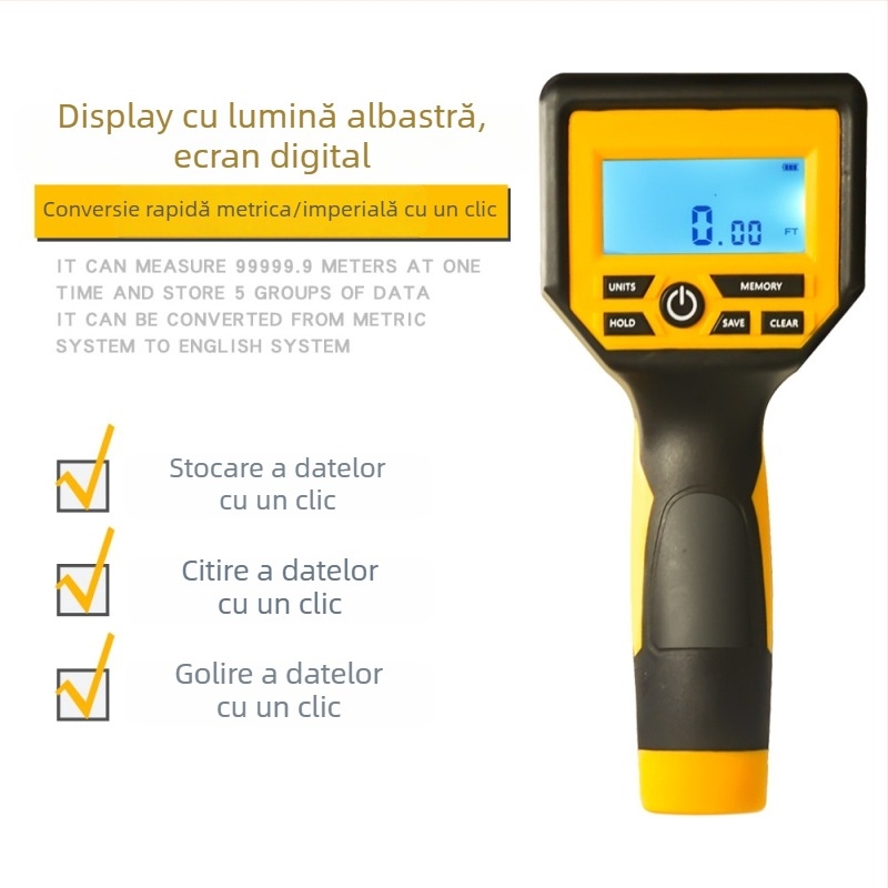 Ruletă de distanță mecanică cu afișaj digital, acționare manuală, pentru măsurători în exterior