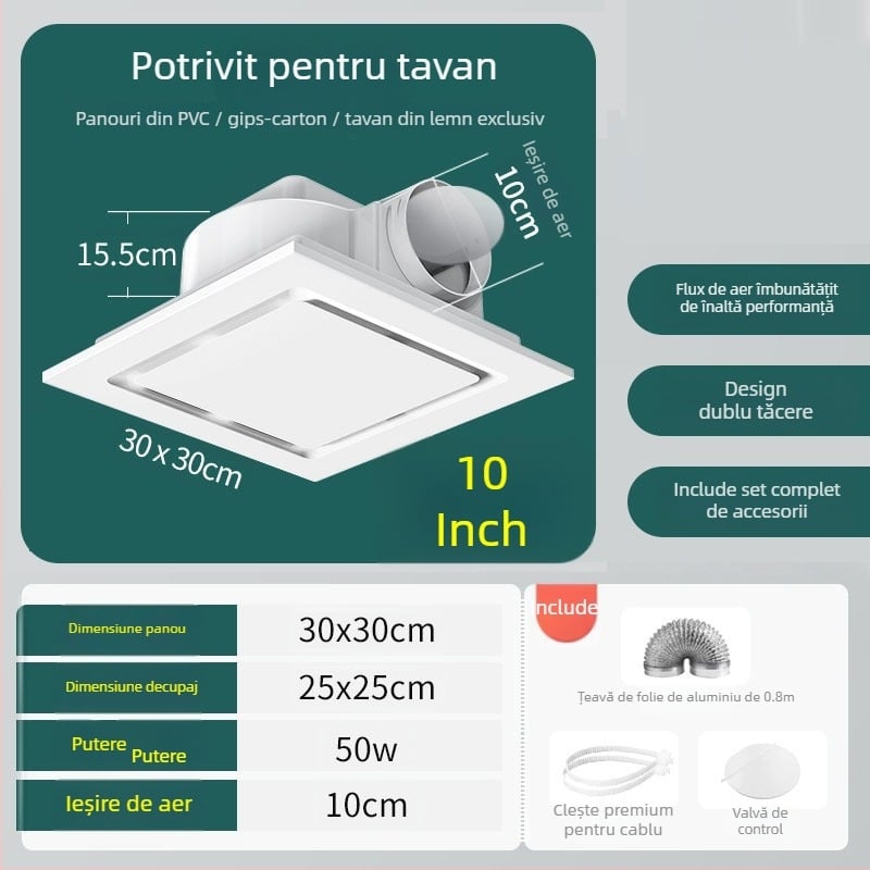 Ventilator de evacuare/ventilație, montat în tavan, model Ddpqs0107, 220V, 1400W, control mecanic
