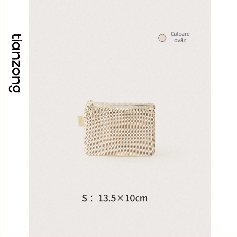 Geantă cosmetică, model Lines double zipper storage bag, pânză Oxford, multifuncțională, pentru călătorii