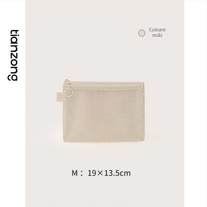 Geantă cosmetică, model Lines double zipper storage bag, pânză Oxford, multifuncțională, pentru călătorii