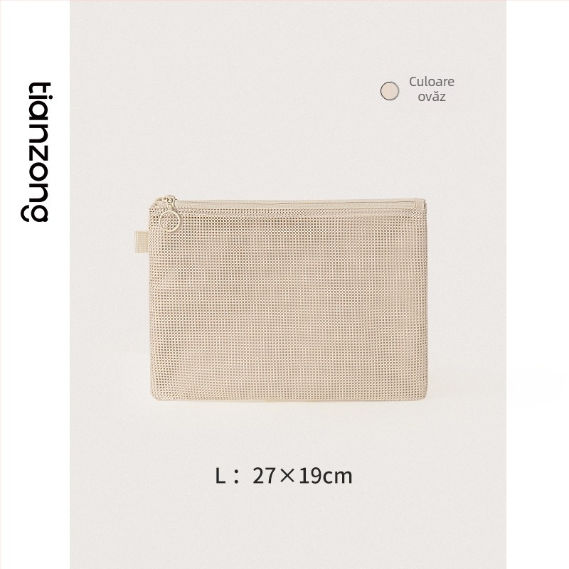 Geantă cosmetică, model Lines double zipper storage bag, pânză Oxford, multifuncțională, pentru călătorii
