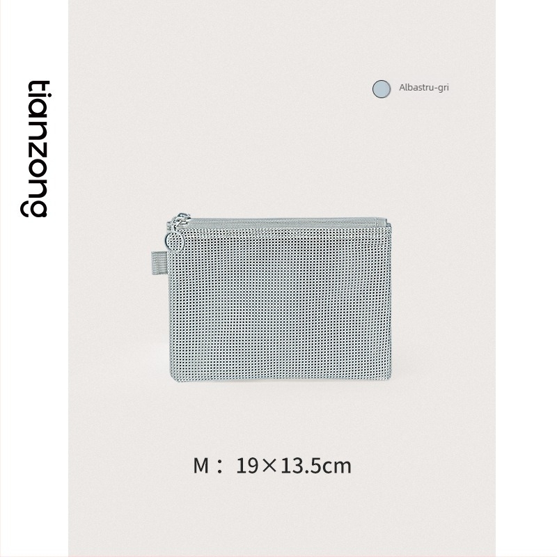 Geantă cosmetică, model Lines double zipper storage bag, pânză Oxford, multifuncțională, pentru călătorii