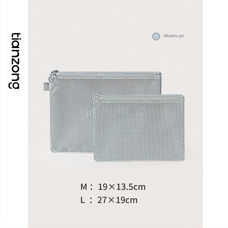 Geantă cosmetică, model Lines double zipper storage bag, pânză Oxford, multifuncțională, pentru călătorii