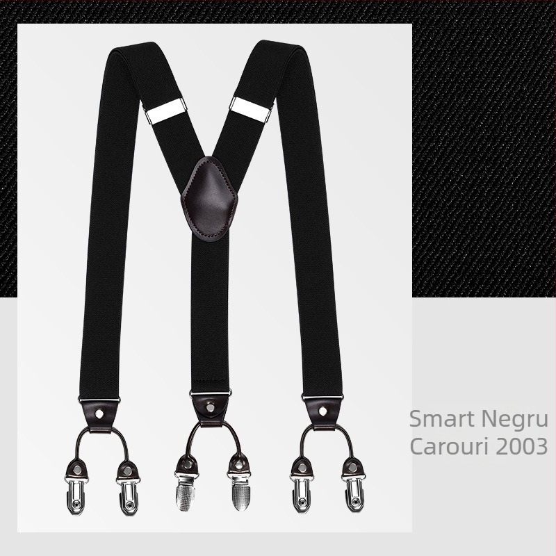 kaidvll Bretele tip Y pentru bărbați, cu 6 clipsuri, lungime reglabilă, bretele încrucișate, elastice puternice