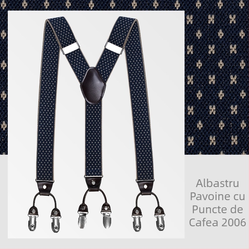 kaidvll Bretele tip Y pentru bărbați, cu 6 clipsuri, lungime reglabilă, bretele încrucișate, elastice puternice