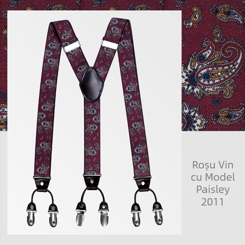 kaidvll Bretele tip Y pentru bărbați, cu 6 clipsuri, lungime reglabilă, bretele încrucișate, elastice puternice