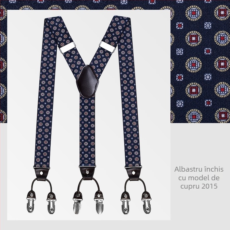 kaidvll Bretele tip Y pentru bărbați, cu 6 clipsuri, lungime reglabilă, bretele încrucișate, elastice puternice