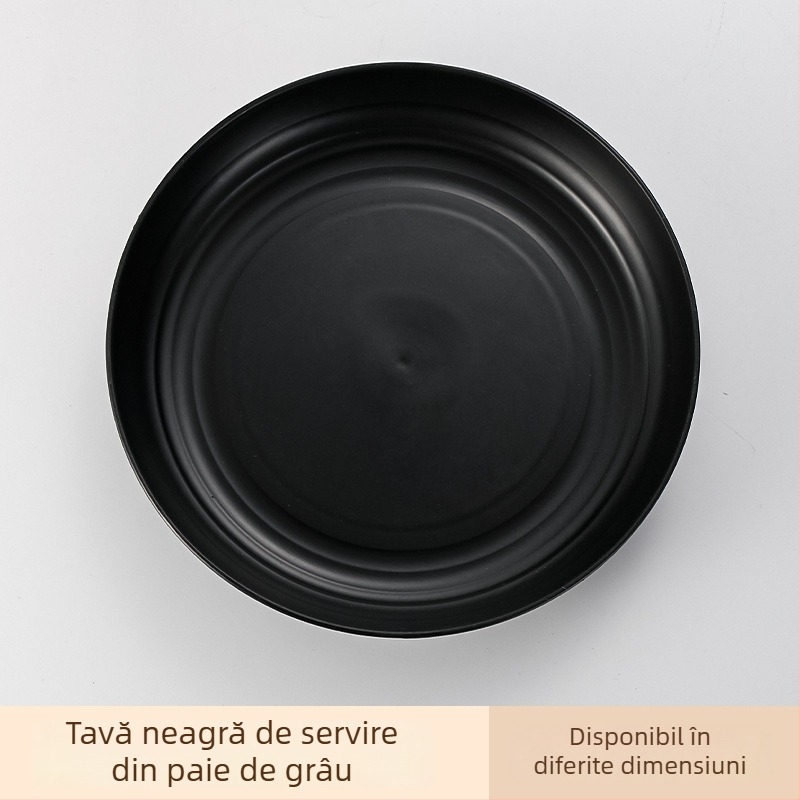 Set de farfurii rotunde din pai de grâu – stil Nordic, simplu, pentru uz casnic; farfurii circulare, posibilitate imprimare logo și personalizare; nu sunt compatibile cu microundele.