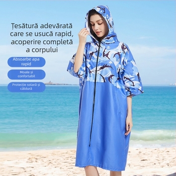 Halat poncho cu glugă din microfibră, uscare rapidă, 150D fir, 500 g+, Personalizare disponibilă