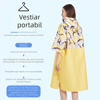 Halat poncho cu glugă din microfibră, uscare rapidă, 150D fir, 500 g+, Personalizare disponibilă