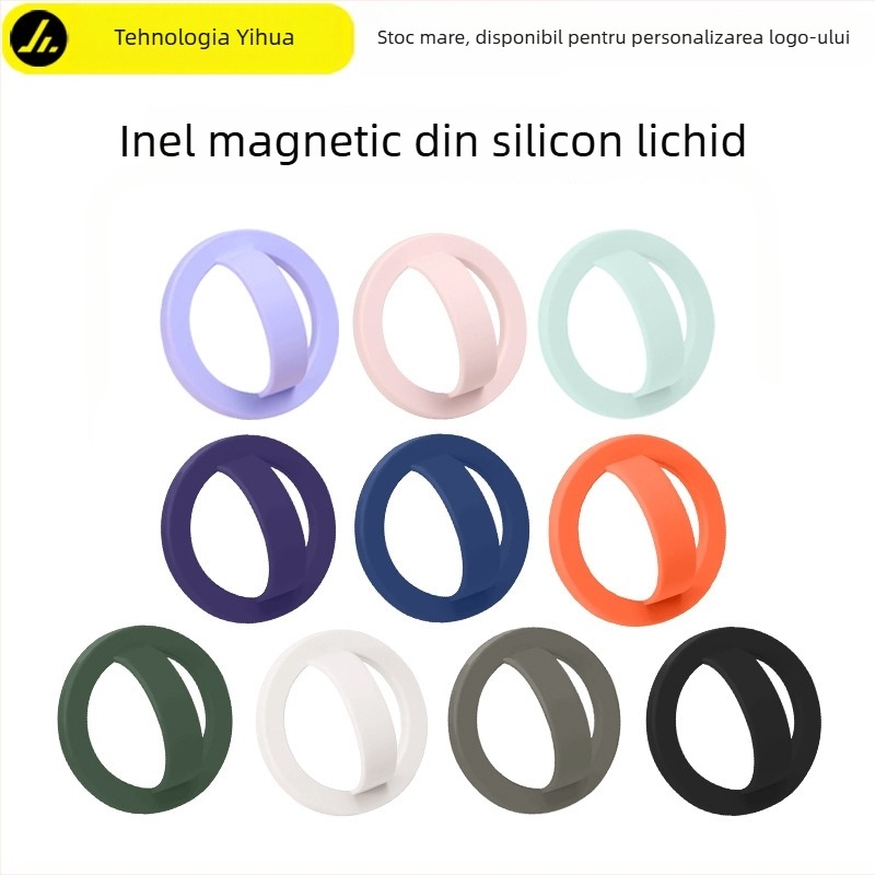 Inel magnetic pentru partea din spate a telefonului, inel din silicon lichid, suport universal anti-cădere și anti-derapare, 20 g, grosimea inelului 5 mm, personalizare disponibilă