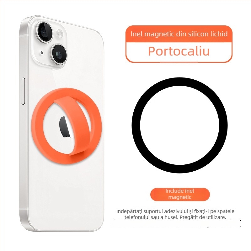 Inel magnetic pentru partea din spate a telefonului, inel din silicon lichid, suport universal anti-cădere și anti-derapare, 20 g, grosimea inelului 5 mm, personalizare disponibilă