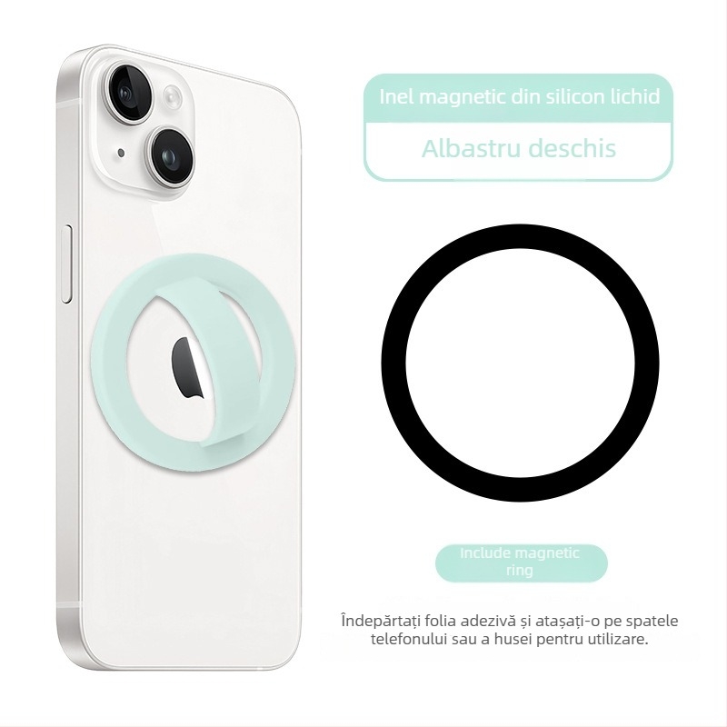 Inel magnetic pentru partea din spate a telefonului, inel din silicon lichid, suport universal anti-cădere și anti-derapare, 20 g, grosimea inelului 5 mm, personalizare disponibilă