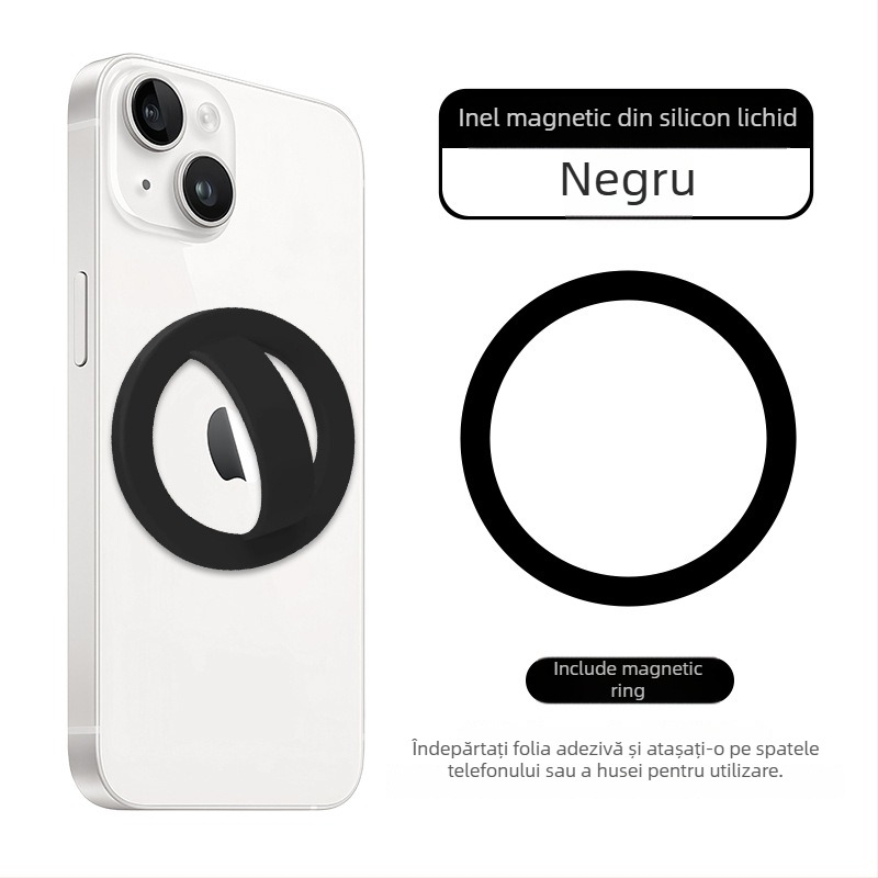 Inel magnetic pentru partea din spate a telefonului, inel din silicon lichid, suport universal anti-cădere și anti-derapare, 20 g, grosimea inelului 5 mm, personalizare disponibilă