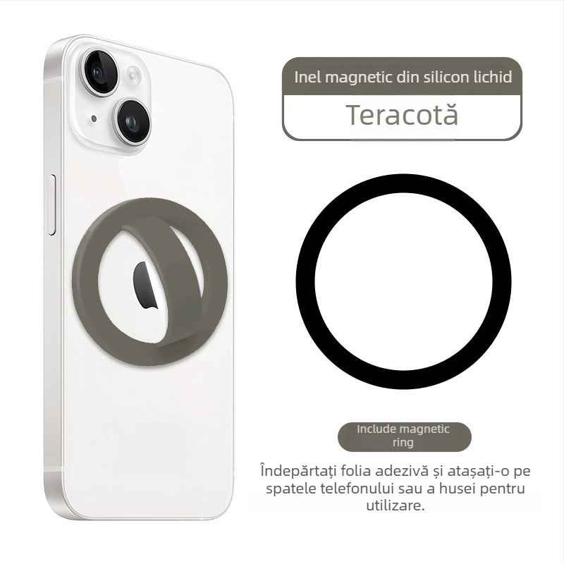 Inel magnetic pentru partea din spate a telefonului, inel din silicon lichid, suport universal anti-cădere și anti-derapare, 20 g, grosimea inelului 5 mm, personalizare disponibilă