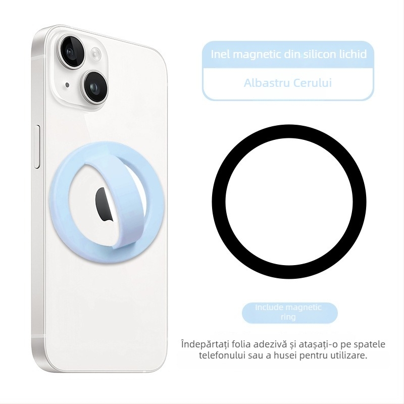 Inel magnetic pentru partea din spate a telefonului, inel din silicon lichid, suport universal anti-cădere și anti-derapare, 20 g, grosimea inelului 5 mm, personalizare disponibilă
