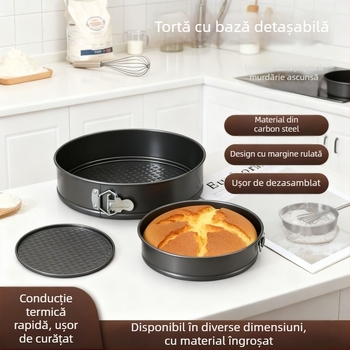 Formă de tort, rotundă, model fagure de miere, antiaderentă, oțel carbon, cu fund detașabil