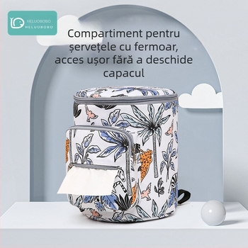 Geantă pentru cărucior cu capacitate mare, impermeabilă Oxford, model cu animale, compatibilă cu cărucior, organizator multifuncțional