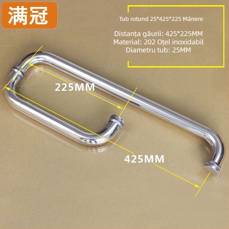 Mâner pentru ușa de duș - din oțel inoxidabil, în formă de L și în formă de șapte, pentru uși din sticlă, clasa 304