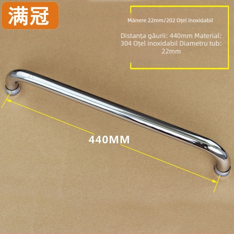 Mâner pentru ușa de duș - din oțel inoxidabil, în formă de L și în formă de șapte, pentru uși din sticlă, clasa 304