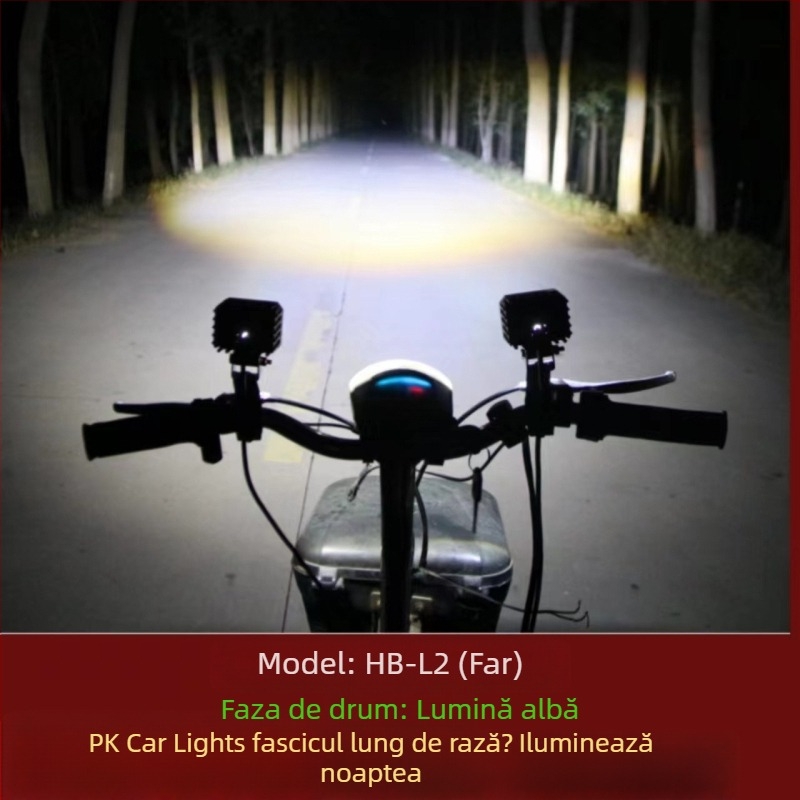 Far LED extern pentru motocicletă electrică – montaj exterior, 25W, 12-80V, sursă LED, model JGY-HBL2, rezistent la apă