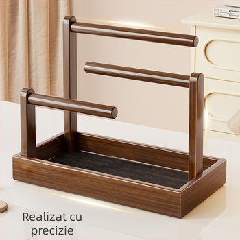 Suport de bijuterii pentru birou, lemn de pin, 3 etaje, multifuncțional, stil modern minimalist