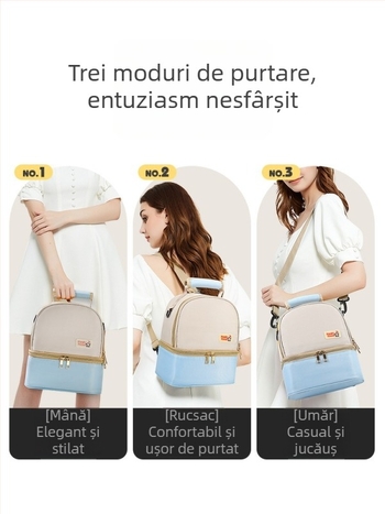 Geantă pentru lapte matern cu răcire pentru muncă, geantă izolată portabilă, geantă multifuncțională mamă-copil, geantă ușoară de umăr, exterior: Oxford, căptușeală: poliester, iarna 2024