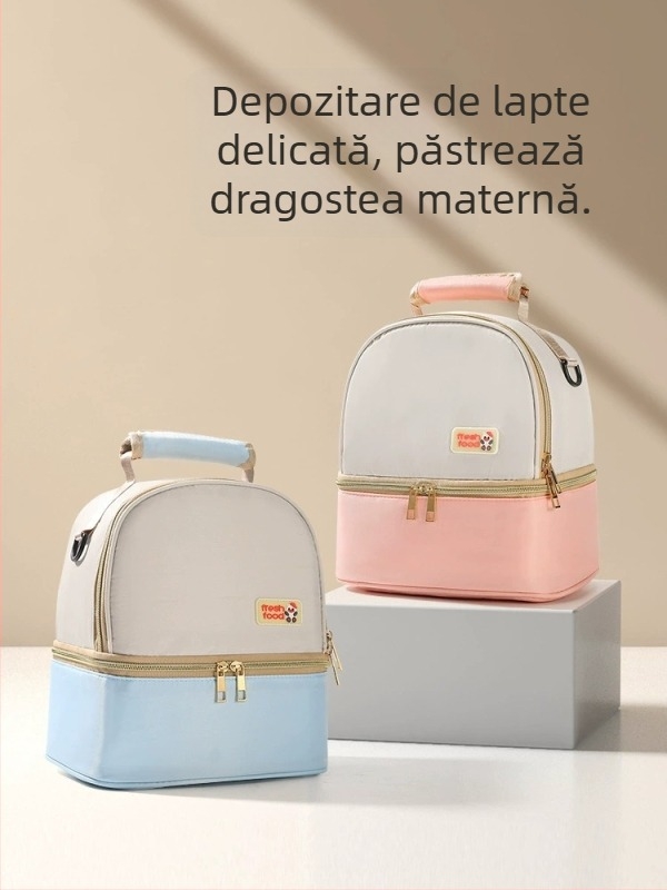 Geantă pentru lapte matern cu răcire pentru muncă, geantă izolată portabilă, geantă multifuncțională mamă-copil, geantă ușoară de umăr, exterior: Oxford, căptușeală: poliester, iarna 2024