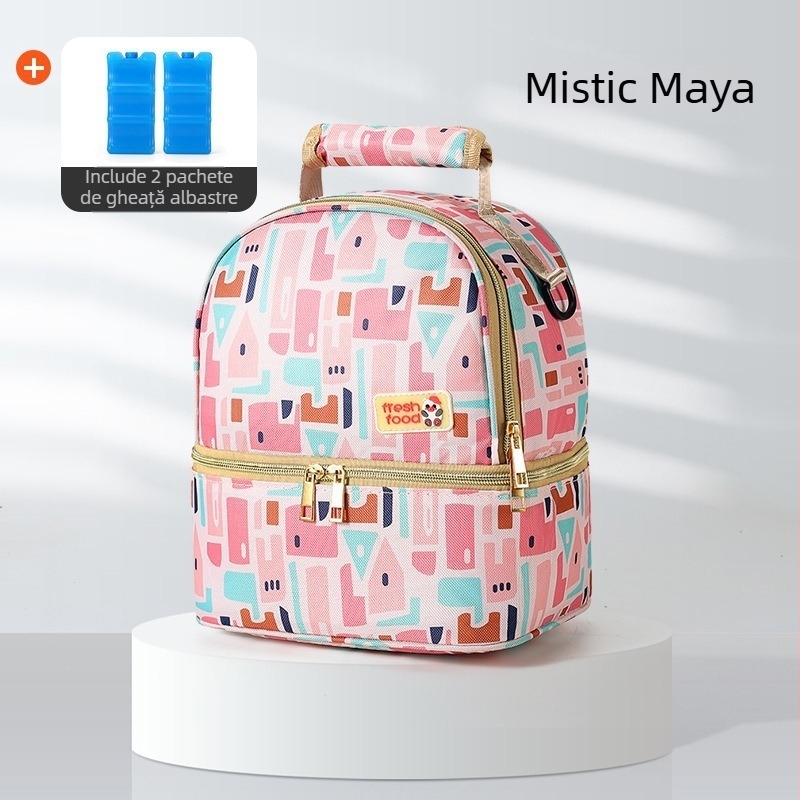 Geantă pentru lapte matern cu răcire pentru muncă, geantă izolată portabilă, geantă multifuncțională mamă-copil, geantă ușoară de umăr, exterior: Oxford, căptușeală: poliester, iarna 2024