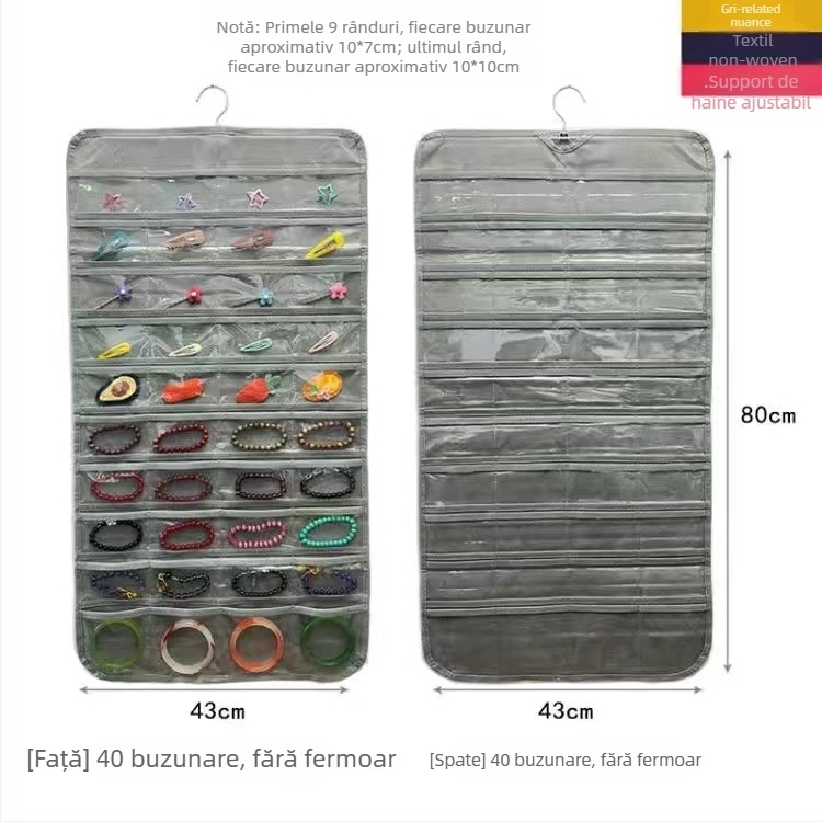 Geantă de depozitare pentru bijuterii, protecție anti-oxidare, panou transparent, montaj necesar