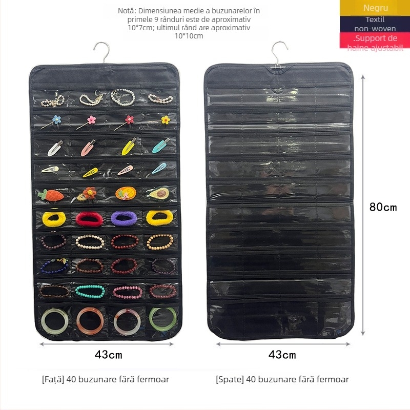 Geantă de depozitare pentru bijuterii, protecție anti-oxidare, panou transparent, montaj necesar