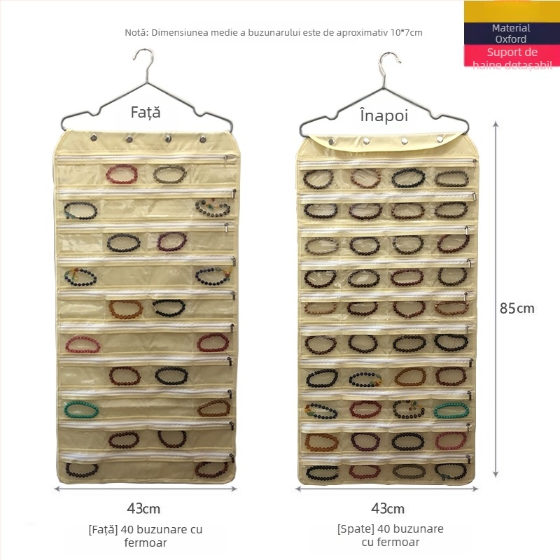 Geantă de depozitare pentru bijuterii, protecție anti-oxidare, panou transparent, montaj necesar