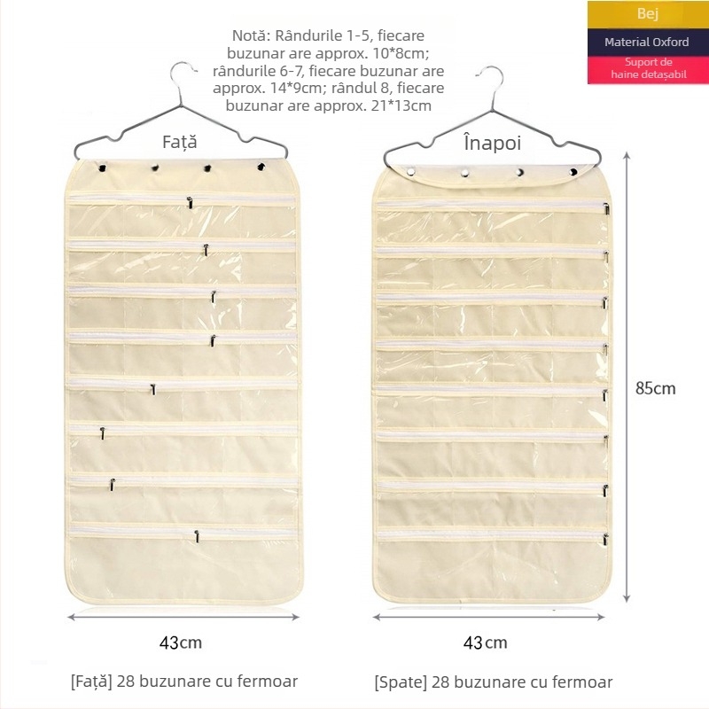 Geantă de depozitare pentru bijuterii, protecție anti-oxidare, panou transparent, montaj necesar