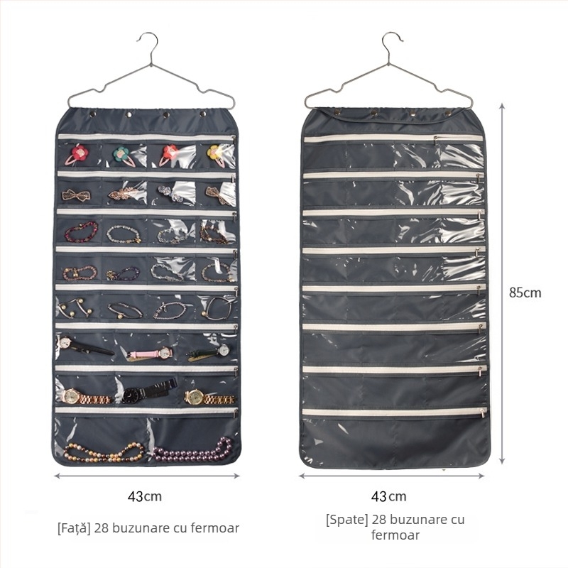 Geantă de depozitare pentru bijuterii, protecție anti-oxidare, panou transparent, montaj necesar