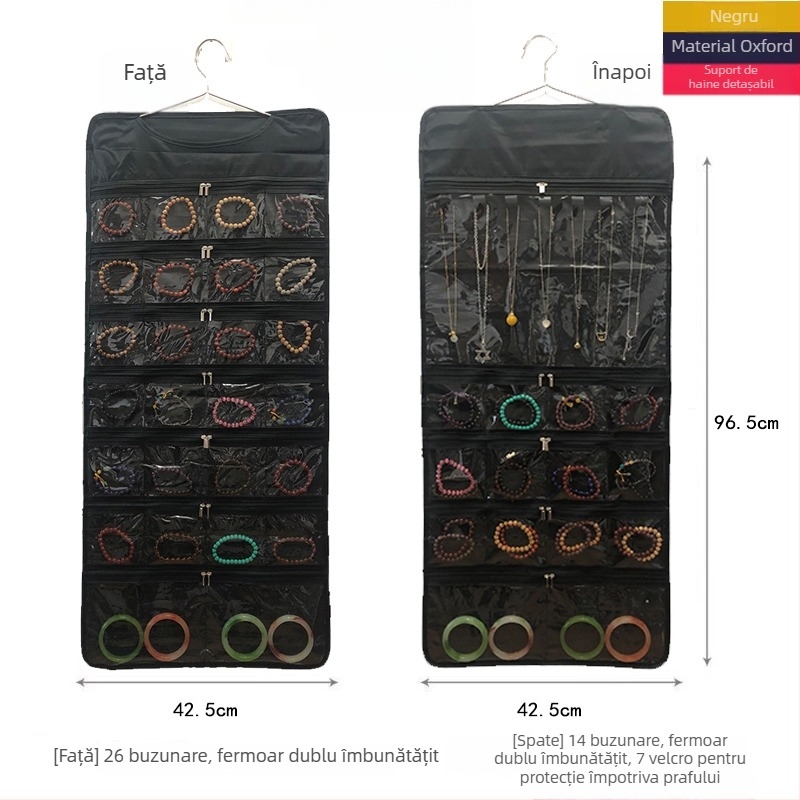 Geantă de depozitare pentru bijuterii, protecție anti-oxidare, panou transparent, montaj necesar