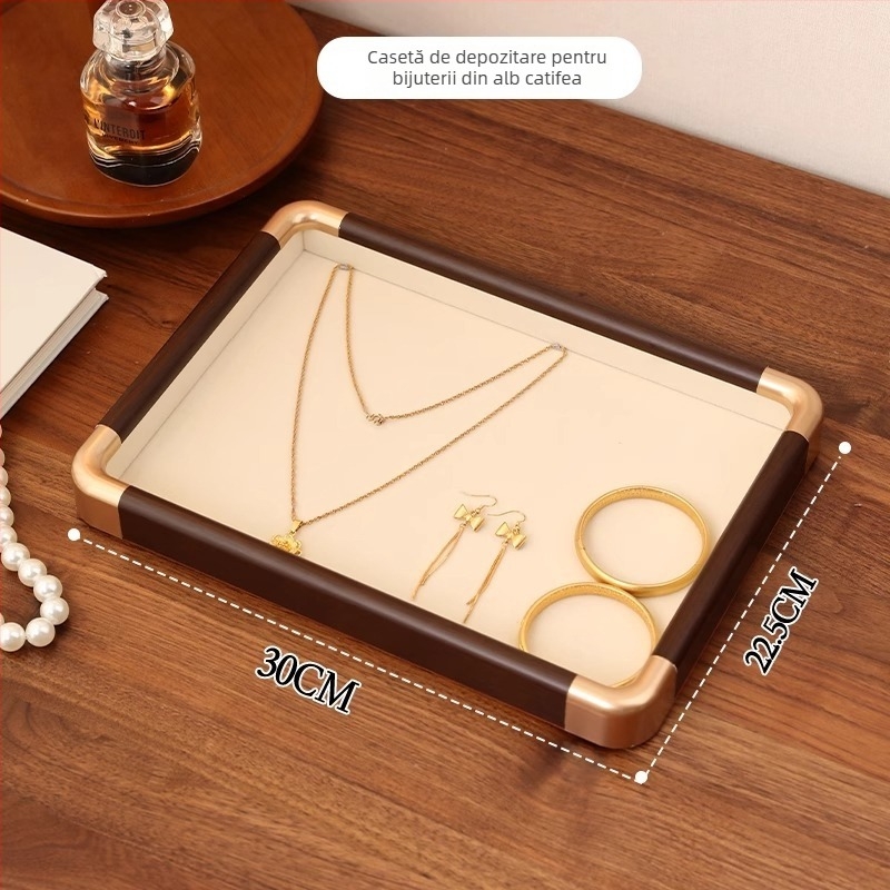 Tavă de afișare bijuterii din lemn, grilă cu nouă pătrate, 12 compartimente, lemn masiv, confecționată prin îmbinare, aspect premium