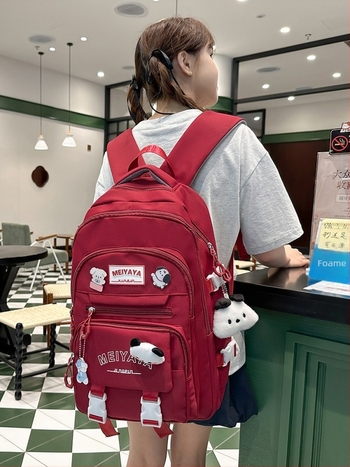 Rucsac școlar din nylon, impermeabil și rezistent, cu bretele cu pernă de aer, pentru gimnaziu