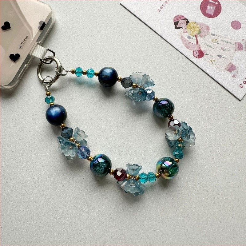 Pandantiv pentru telefonul mobil cu lanț floral - lucrat manual, materiale mixte, Ya Jewelry