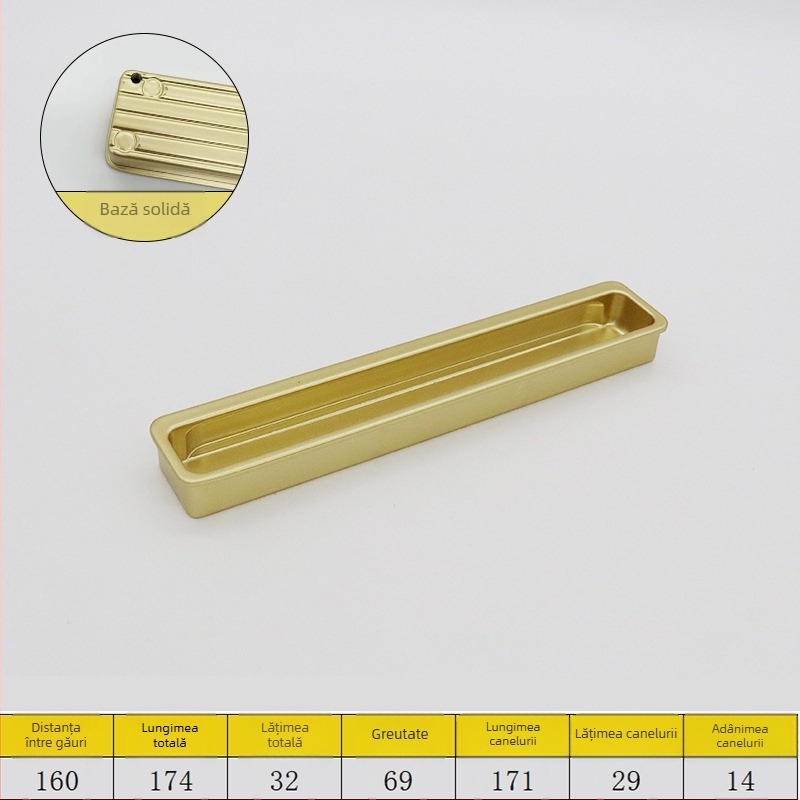 Mâner ascuns pentru ușile glisante - mâner extins ascuns, din aliaj de aluminiu, placare electrolitică, stil minimalist modern
