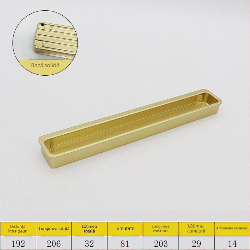 Mâner ascuns pentru ușile glisante - mâner extins ascuns, din aliaj de aluminiu, placare electrolitică, stil minimalist modern
