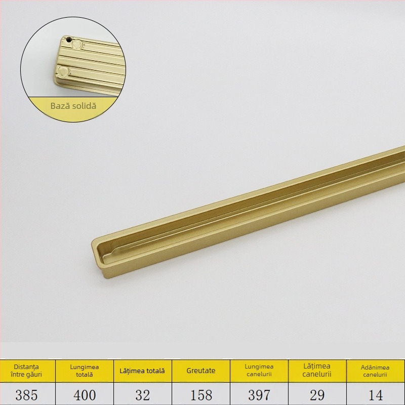 Mâner ascuns pentru ușile glisante - mâner extins ascuns, din aliaj de aluminiu, placare electrolitică, stil minimalist modern