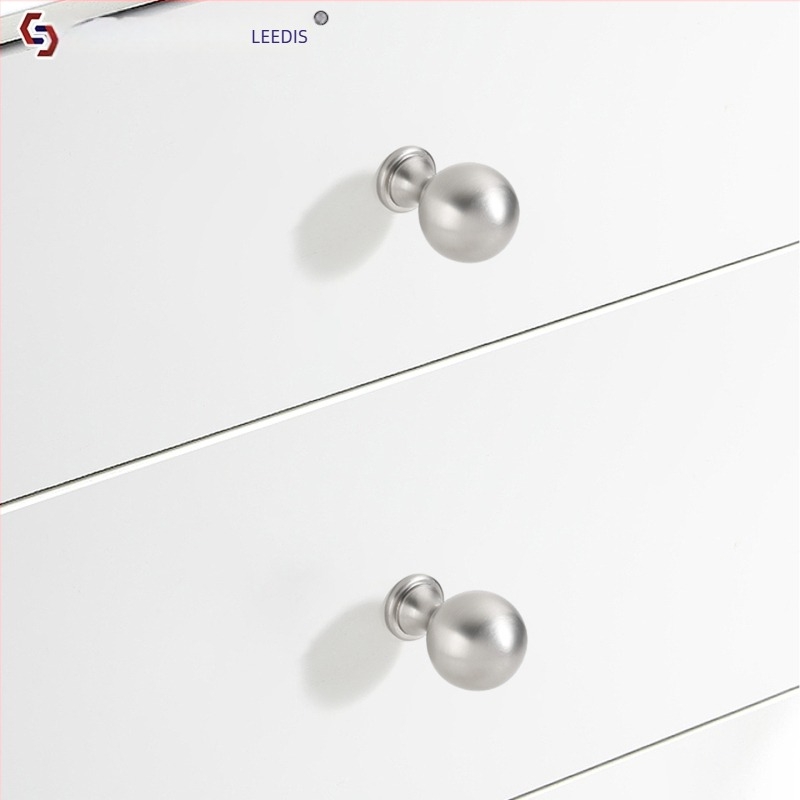 Maner ușă garderob, design rotund-oval, gaură unică, stil Nordic, aliaj zinc, finisaj mat nichelat, turnare prin matriță