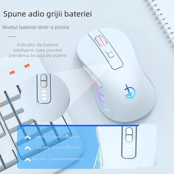 Mouse wireless M900, 7 butoane, 2400 DPI optic, Bluetooth 5.0 dual-mode, reîncărcabil