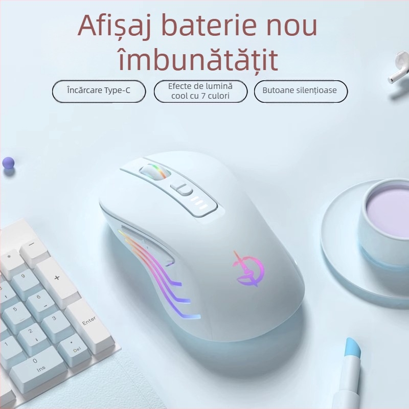 Mouse wireless M900, 7 butoane, 2400 DPI optic, Bluetooth 5.0 dual-mode, reîncărcabil