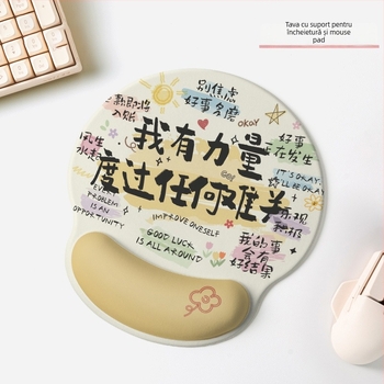 Pad pentru încheietura mâinii pentru mouse – anti-derapare, din cauciuc, model Letter, pentru birou